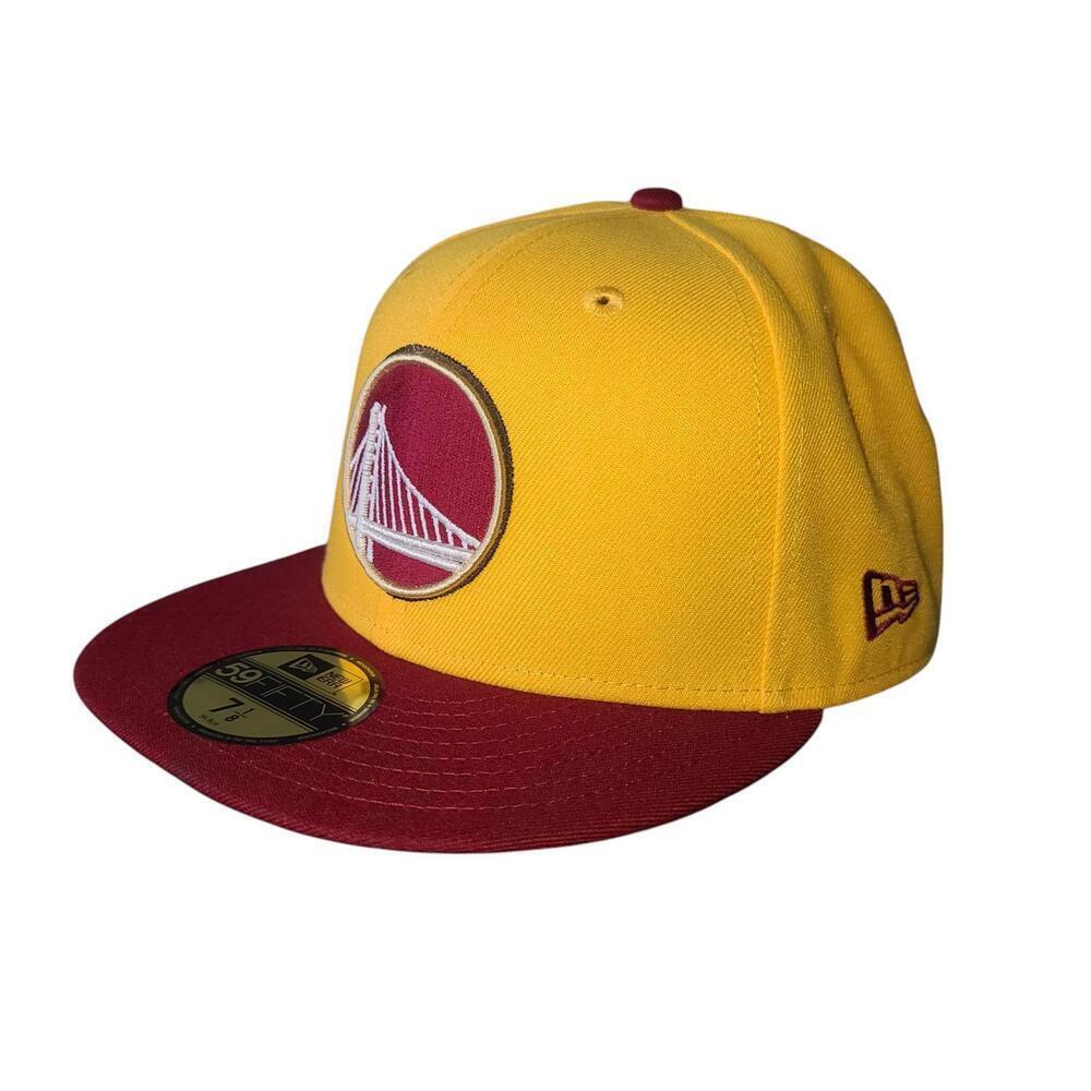 New Era Golden State Warriors Fitted Cap - Yellow & Maroon - Size 7 1/8 - Picture 2 of 9
